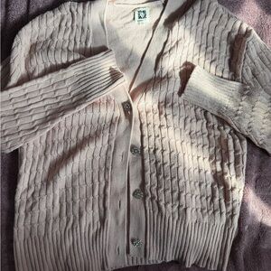 Anne Klein Light Pink Cable Knit Cardigan